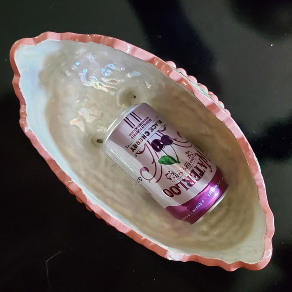 Vntg Handpainted Ceramic Centerpiece Bowl Pink Grapes🍇 Green, Gold Irredescent - Picture 11 of 15